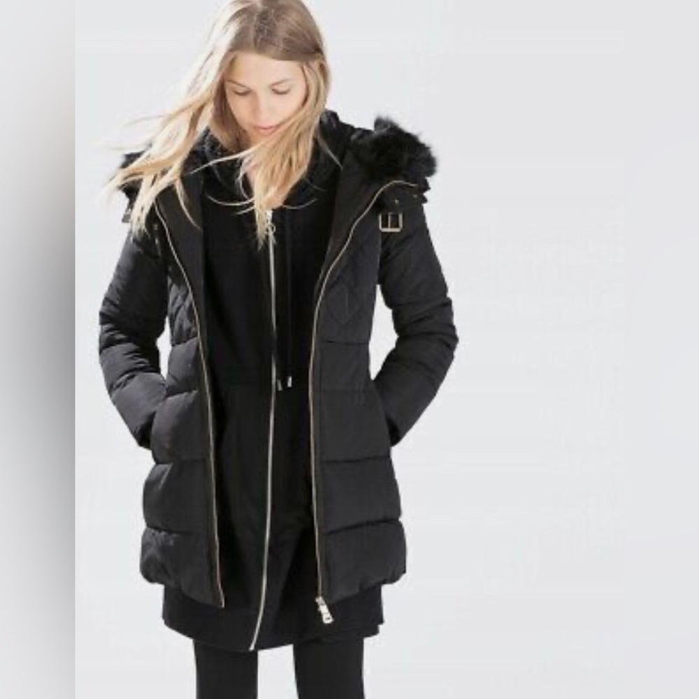 ZARA Quilted Black Puffer Jacket